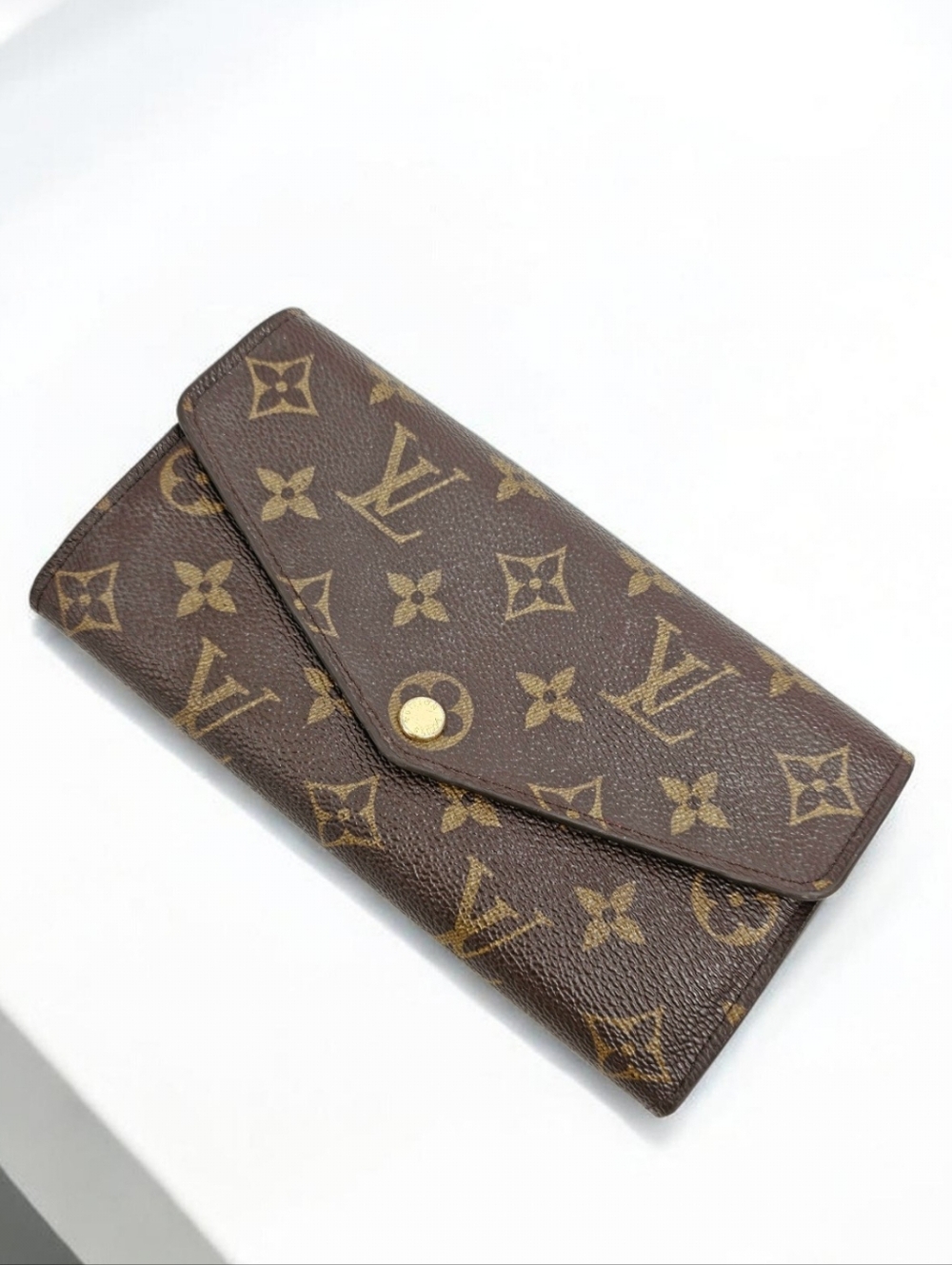 ✨️Authentic Louis Vuitton Sarah long wallet Brown monogram Red interior - Picture 2 of 12